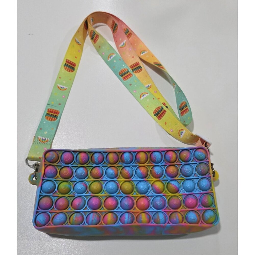 Pop it Popit Purse Bag Push Bubble Fidget Toy Gift Kids Rainbow Colorful